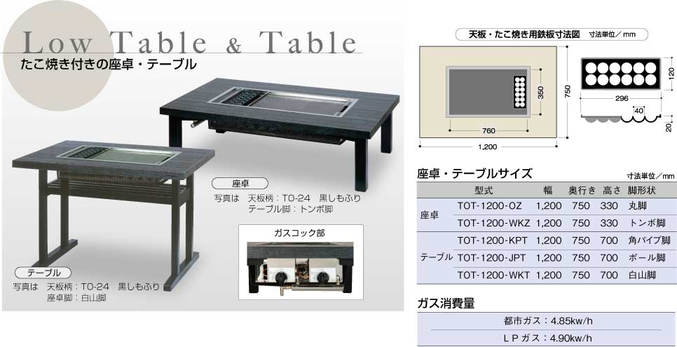 WEB限定】 テーブル 鉄板焼テーブル座卓